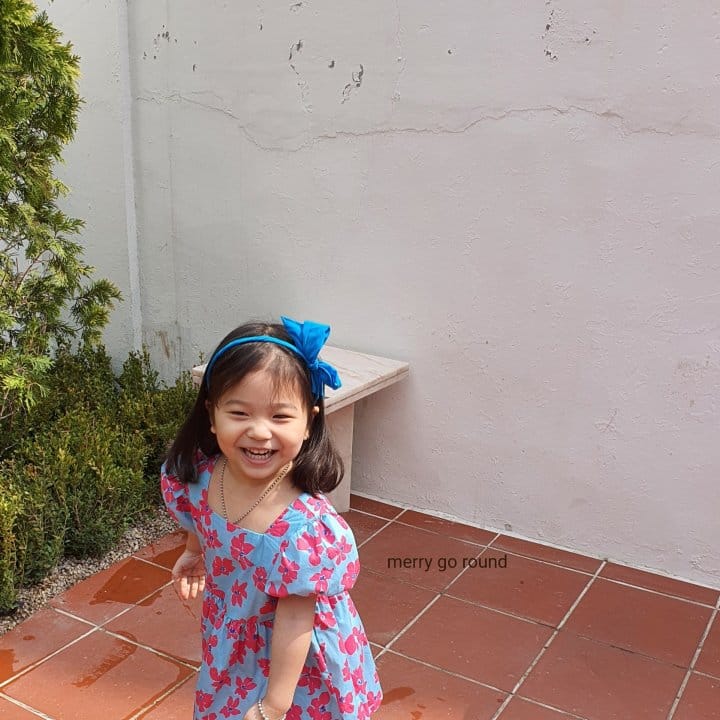 MERRY GO ROUND - Korean Children Fashion - #Kfashion4kids - Blue Flower One-piece - 3
