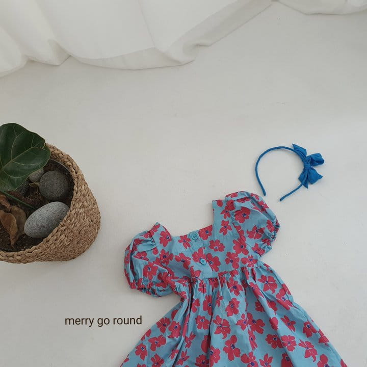 MERRY GO ROUND - Korean Children Fashion - #Kfashion4kids - Blue Flower One-piece - 8