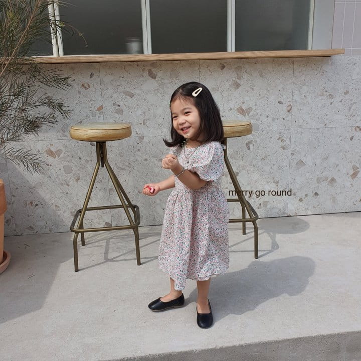 MERRY GO ROUND - Korean Children Fashion - #Kfashion4kids - Mini Flower Ribbon One-piece - 3