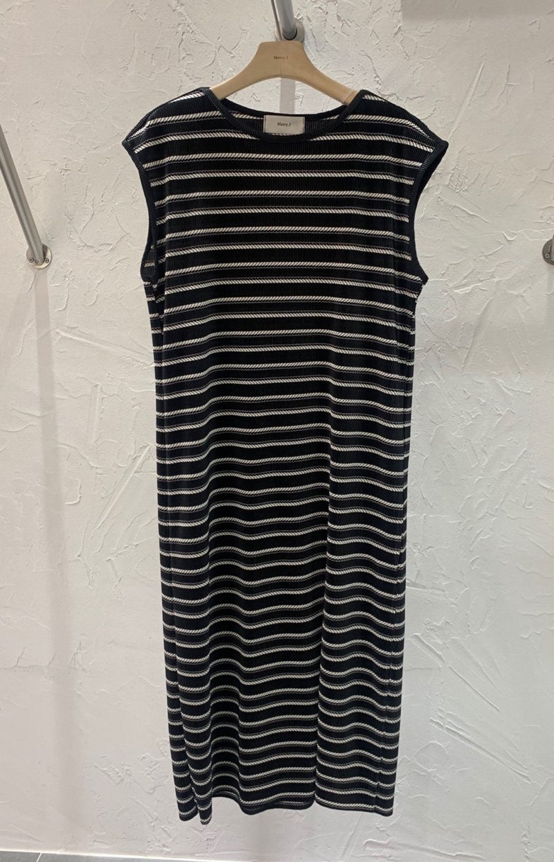 MERRY J - Korean Women Fashion - #Kfashion - Pleats Stripe One-piece - 8