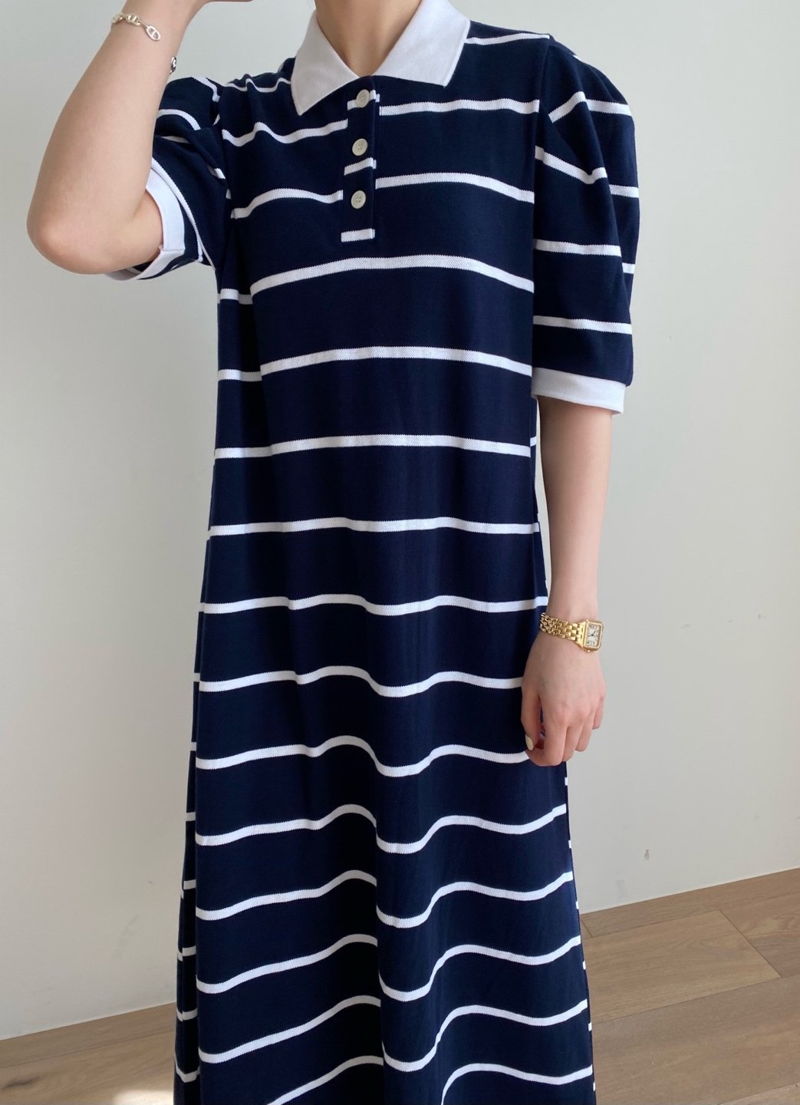 MERRY J - Korean Women Fashion - #Kfashion - Stripe Puff One-piece - 3