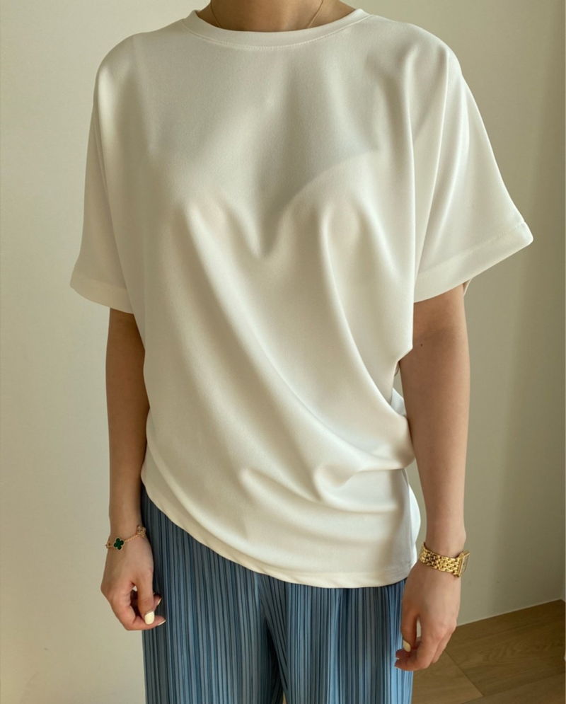MERRY J - Korean Women Fashion - #Kfashion - Diagonal Cut Tee - 7