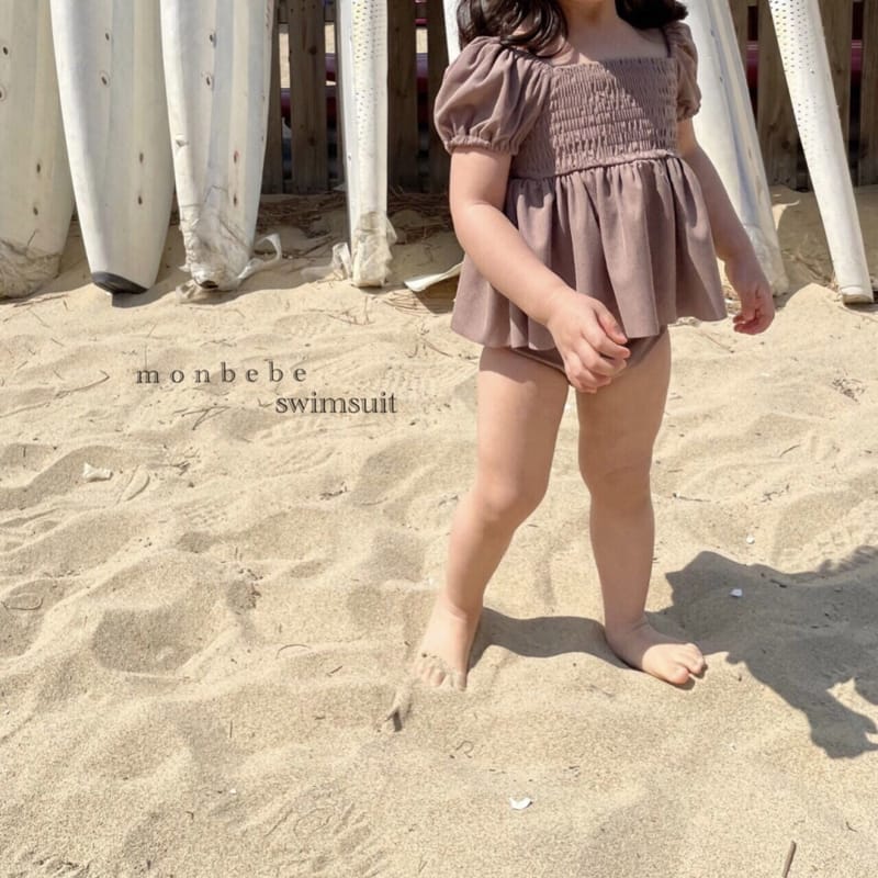MONBEBE - Korean Children Fashion - #Kfashion4kids - Smocked Swimwear Top Bottom Hat Set with Mom