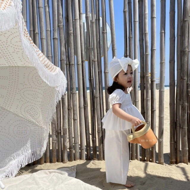 MONBEBE - Korean Children Fashion - #Kfashion4kids - Smocked Swimwear Top Bottom Hat Set with Mom - 7