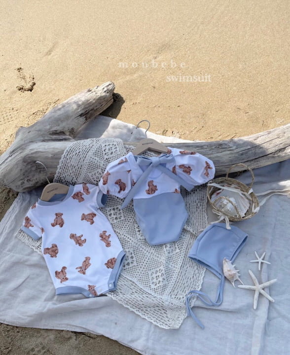 MONBEBE - Korean Children Fashion - #Kfashion4kids - Teddy Swimwear Hat Set - 2