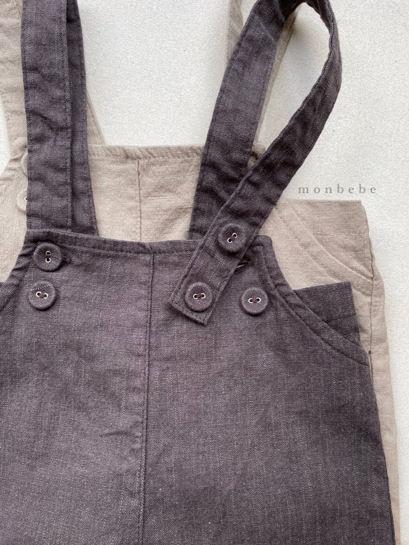 MONBEBE - Korean Children Fashion - #Kfashion4kids - Linen Span Dungarees Pants - 3