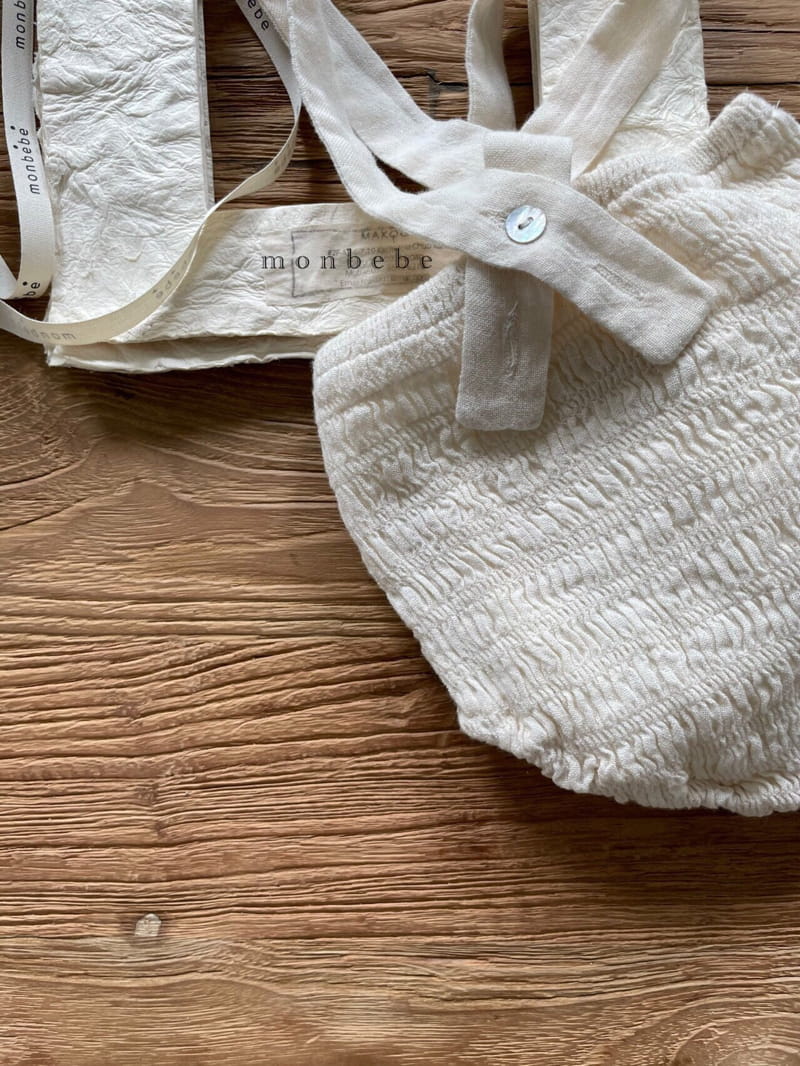 MONBEBE - Korean Children Fashion - #Kfashion4kids - Cream Dungarees Bloomer - 5