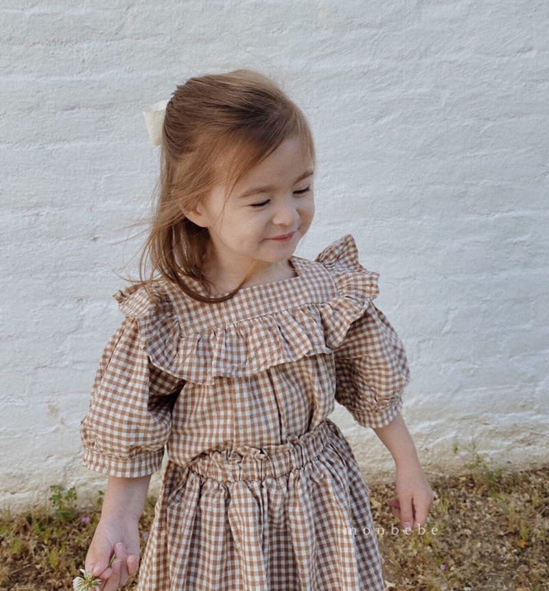 MONBEBE - Korean Children Fashion - #Kfashion4kids - Check Frill Blouse