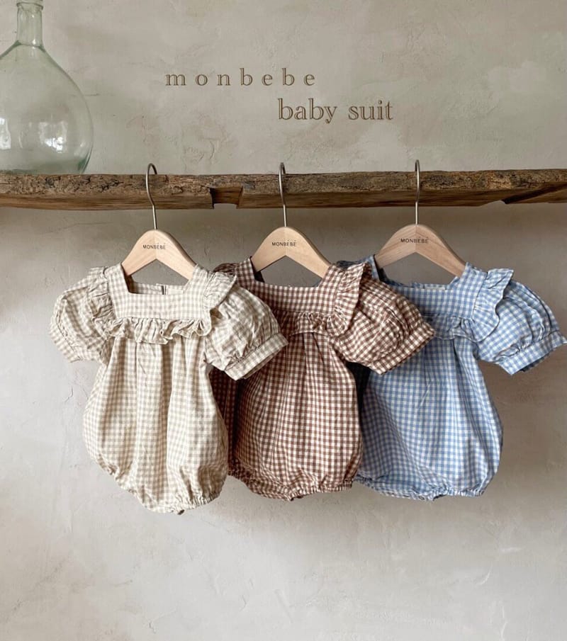 MONBEBE - Korean Children Fashion - #Kfashion4kids - Check Frill Bodysuit