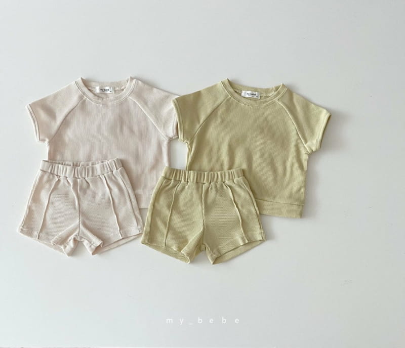 MY BEBE - Korean Children Fashion - #Kfashion4kids - Waffle Top Bottom Set