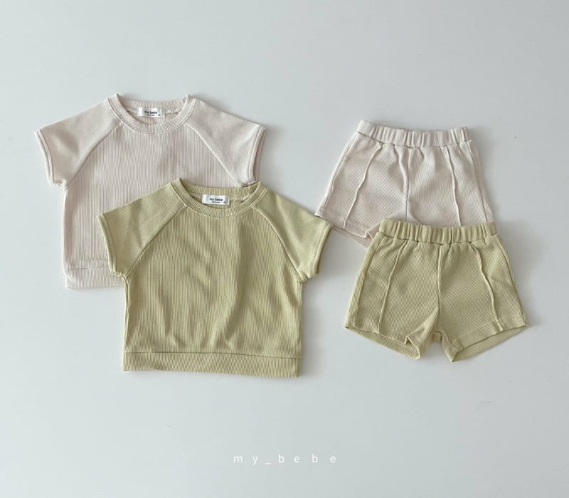 MY BEBE - Korean Children Fashion - #Kfashion4kids - Waffle Top Bottom Set - 4