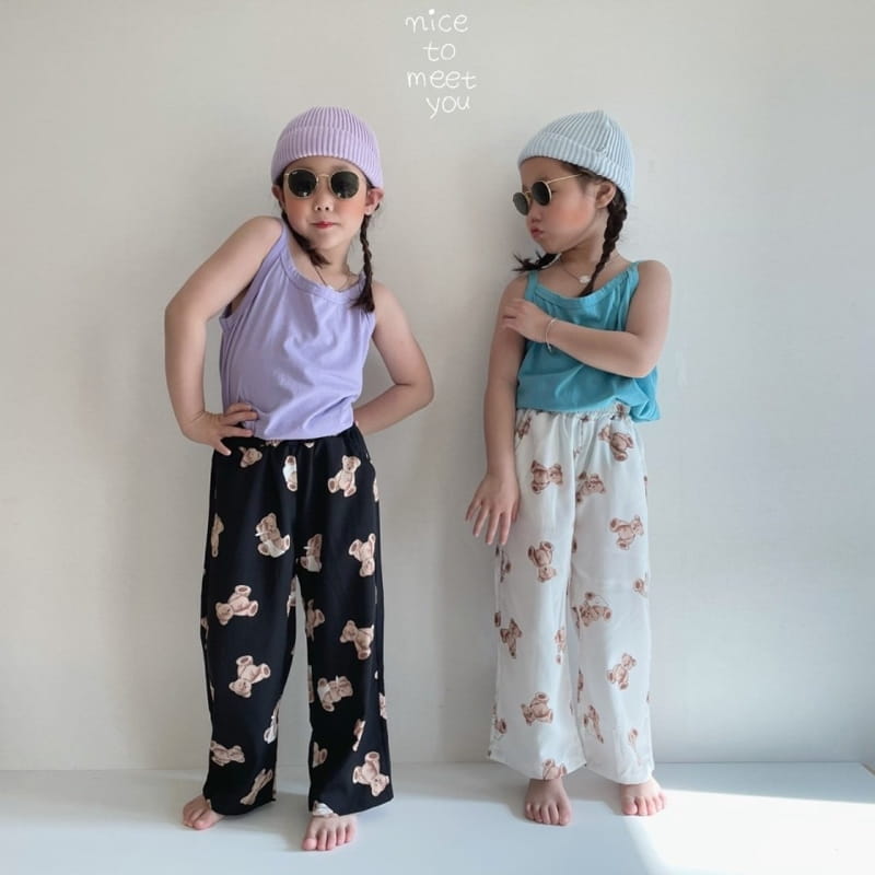 NICE TO MEET YOU - Korean Children Fashion - #Kfashion4kids - Bear Wide Pants
