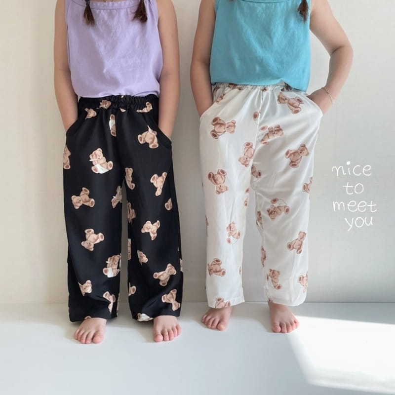 NICE TO MEET YOU - Korean Children Fashion - #Kfashion4kids - Bear Wide Pants - 2