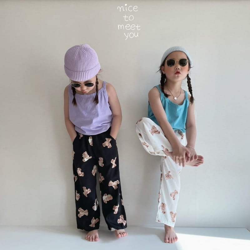 NICE TO MEET YOU - Korean Children Fashion - #Kfashion4kids - Bear Wide Pants - 3