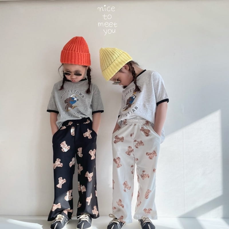 NICE TO MEET YOU - Korean Children Fashion - #Kfashion4kids - Bear Wide Pants - 5
