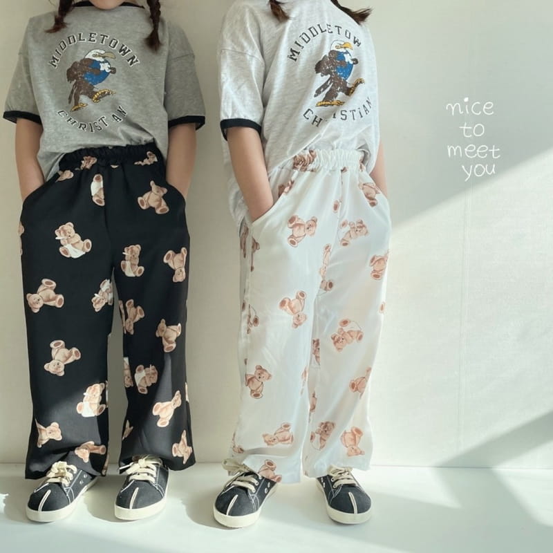 NICE TO MEET YOU - Korean Children Fashion - #Kfashion4kids - Bear Wide Pants - 6