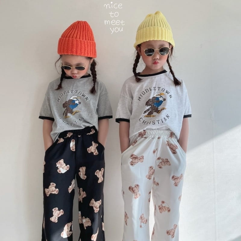 NICE TO MEET YOU - Korean Children Fashion - #Kfashion4kids - Bear Wide Pants - 7