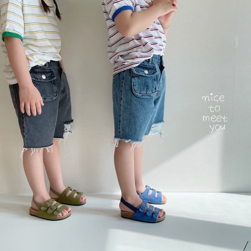 NICE TO MEET YOU - Korean Children Fashion - #Kfashion4kids - Pocket Denim Shorts - 10