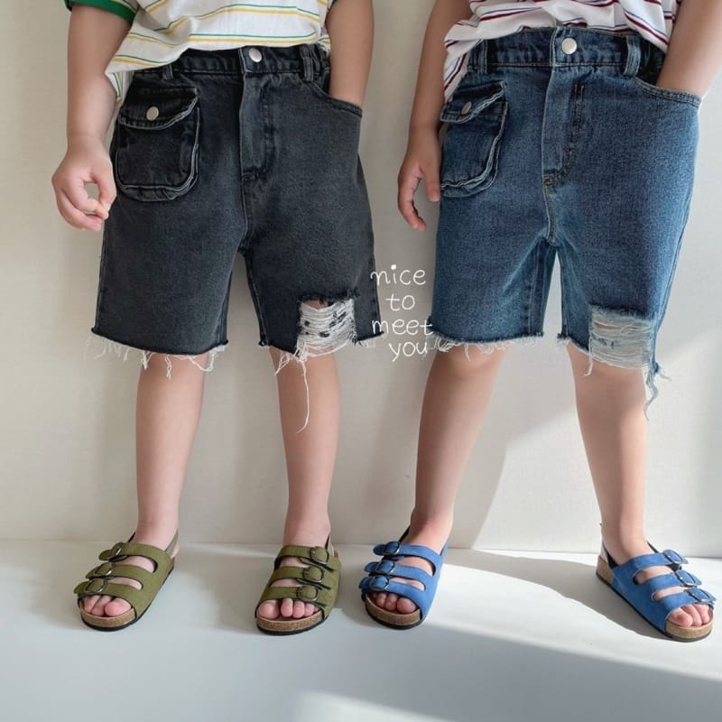 NICE TO MEET YOU - Korean Children Fashion - #Kfashion4kids - Pocket Denim Shorts - 11