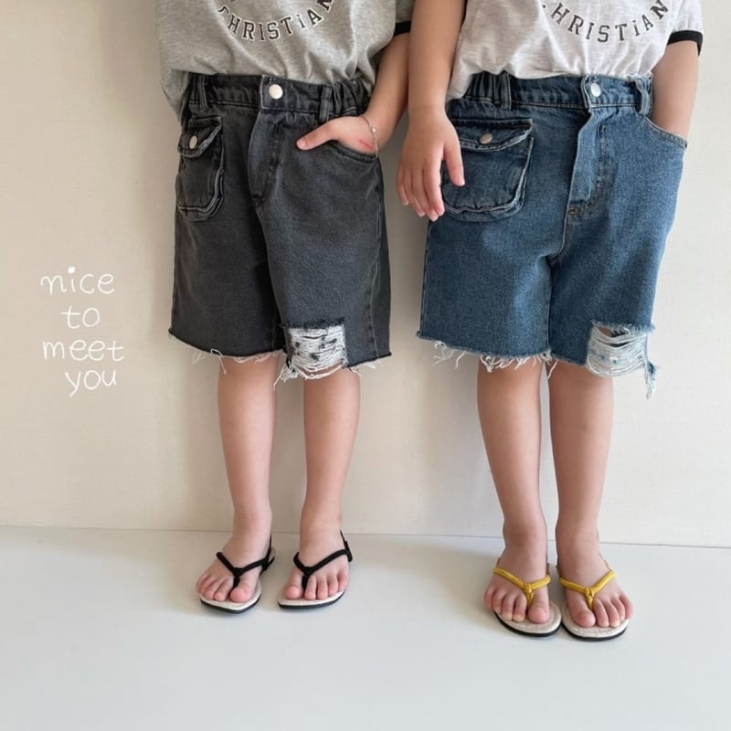NICE TO MEET YOU - Korean Children Fashion - #Kfashion4kids - Pocket Denim Shorts - 3