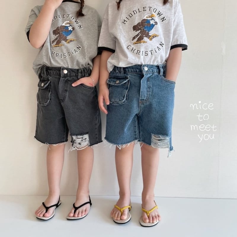 NICE TO MEET YOU - Korean Children Fashion - #Kfashion4kids - Pocket Denim Shorts - 5