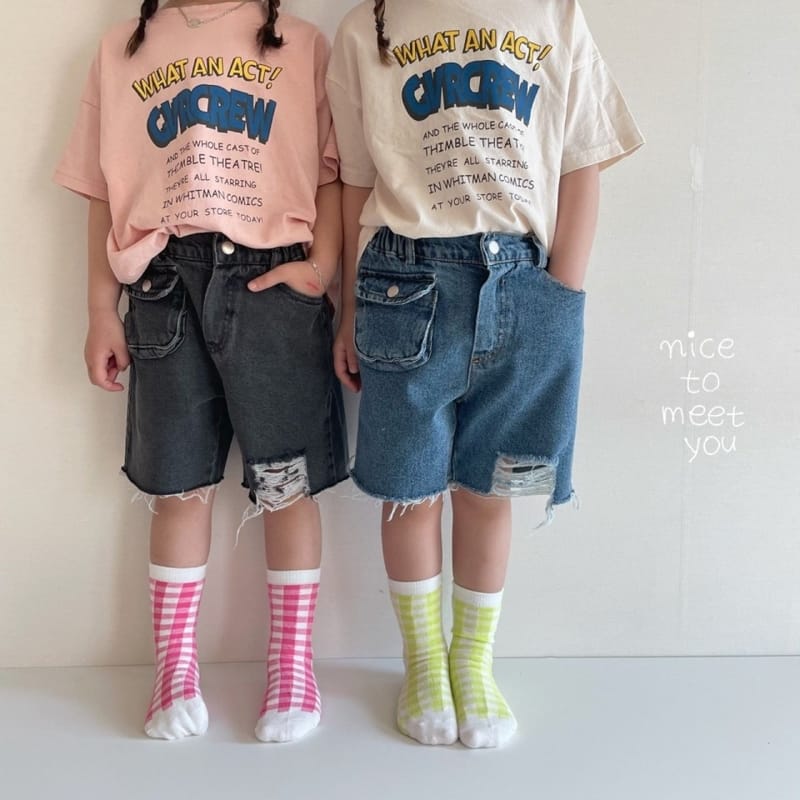 NICE TO MEET YOU - Korean Children Fashion - #Kfashion4kids - Pocket Denim Shorts - 6