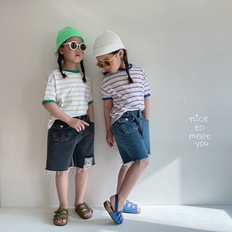 NICE TO MEET YOU - Korean Children Fashion - #Kfashion4kids - Pocket Denim Shorts - 9
