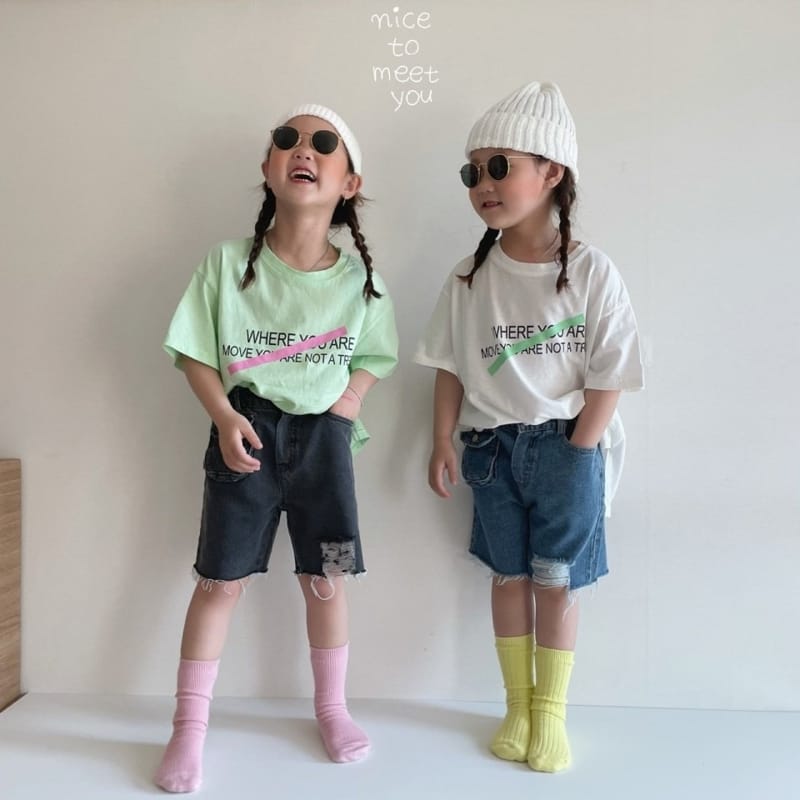 NICE TO MEET YOU - Korean Children Fashion - #Kfashion4kids - Cross Boxy Tee