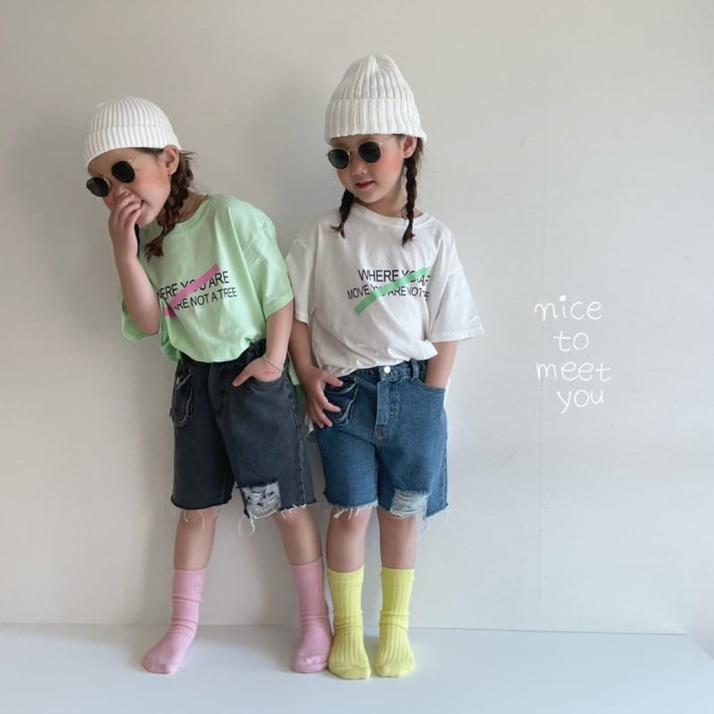 NICE TO MEET YOU - Korean Children Fashion - #Kfashion4kids - Cross Boxy Tee - 10