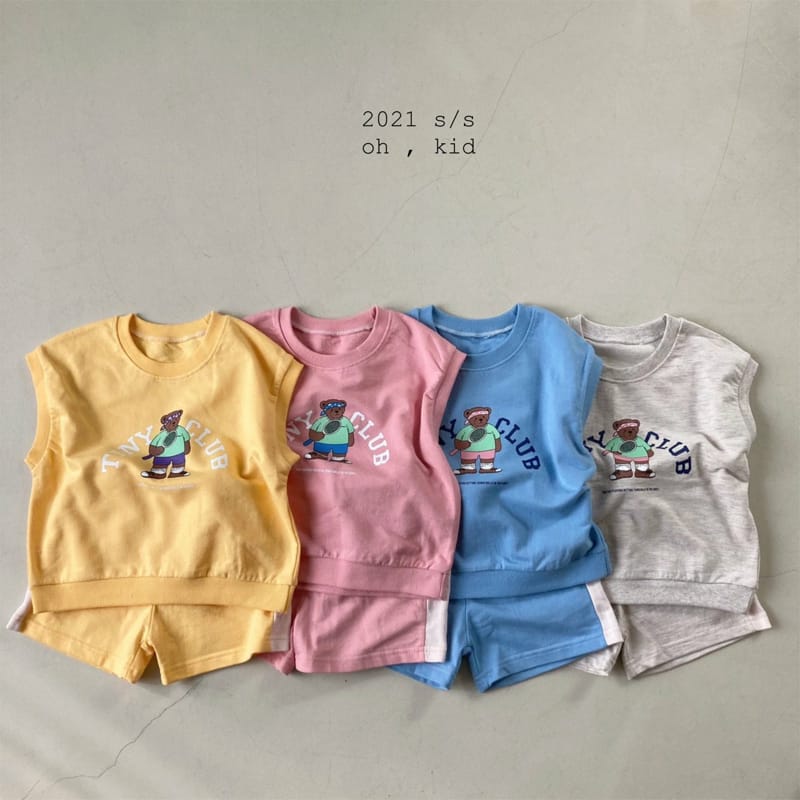 OH KID - Korean Children Fashion - #Kfashion4kids - Tennis Bear Top Bottom Set