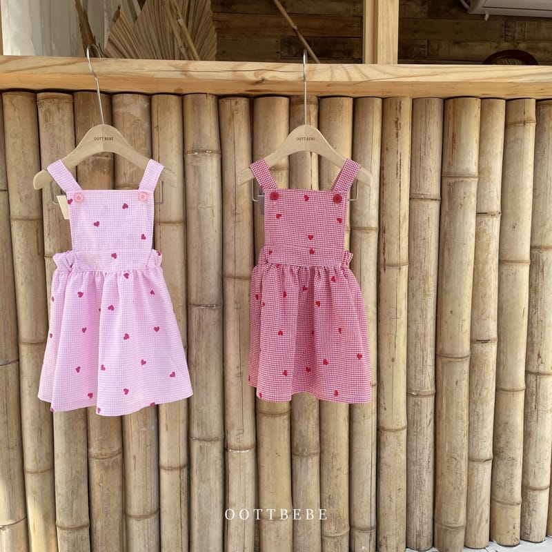 OOTT BEBE - Korean Children Fashion - #Kfashion4kids - Heart Dungarees One-piece