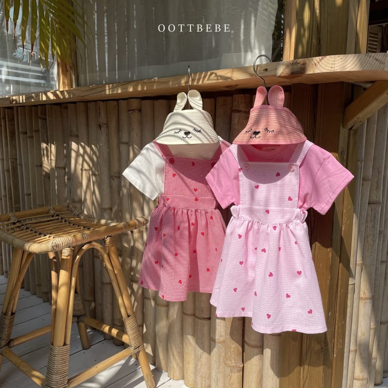 OOTT BEBE - Korean Children Fashion - #Kfashion4kids - Heart Dungarees One-piece - 10