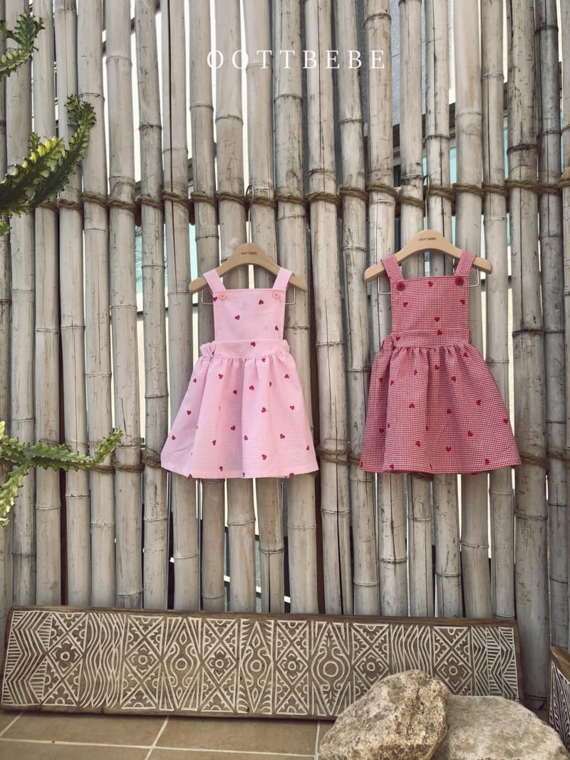 OOTT BEBE - Korean Children Fashion - #Kfashion4kids - Heart Dungarees One-piece - 11