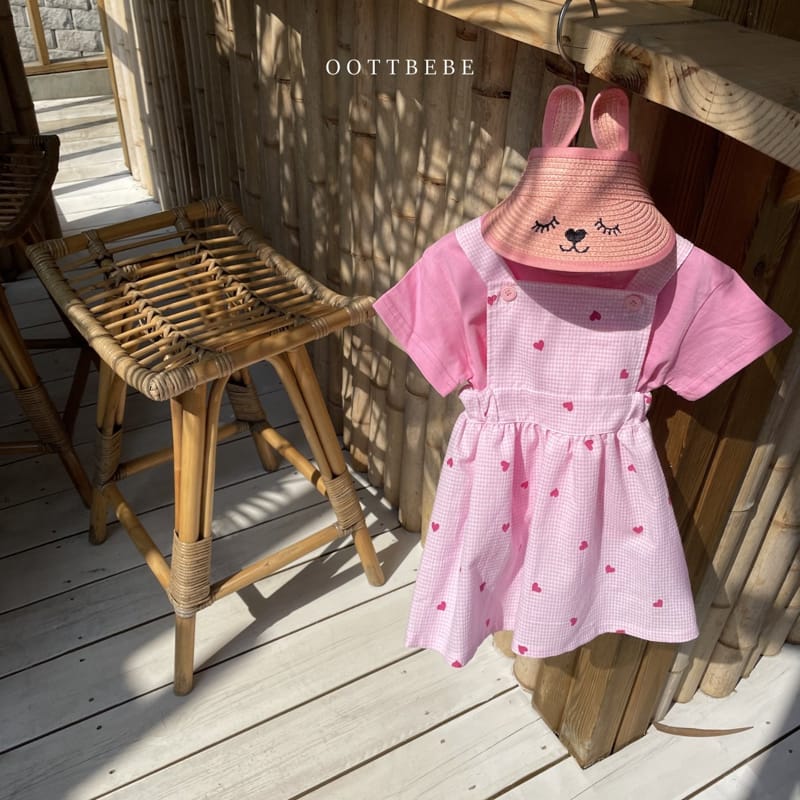 OOTT BEBE - Korean Children Fashion - #Kfashion4kids - Heart Dungarees One-piece - 2