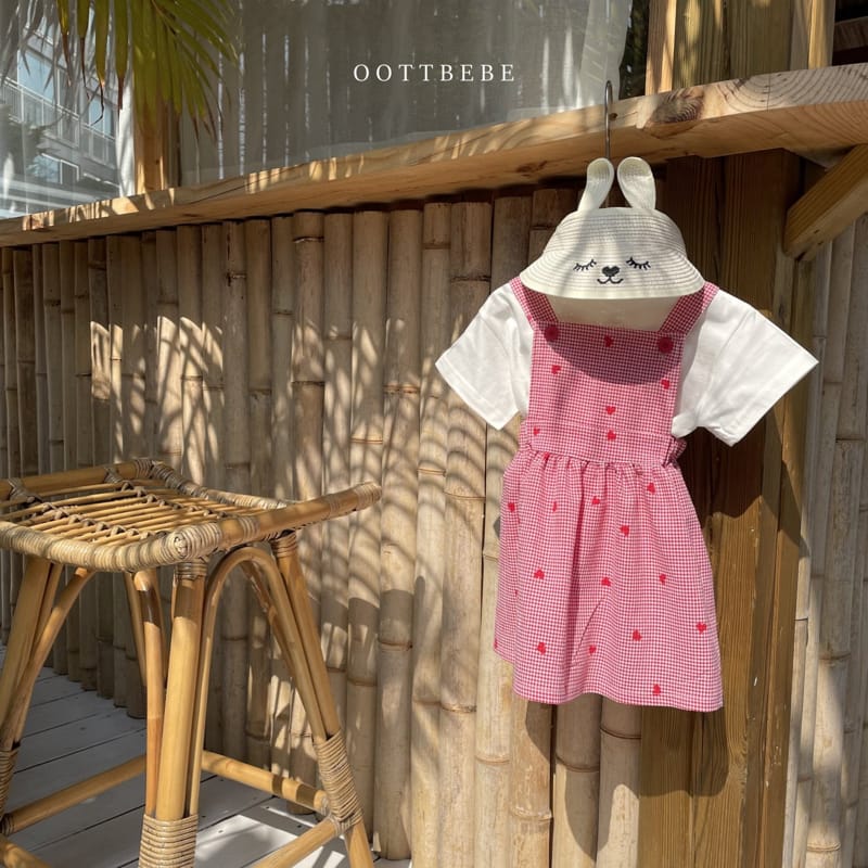 OOTT BEBE - Korean Children Fashion - #Kfashion4kids - Heart Dungarees One-piece - 3
