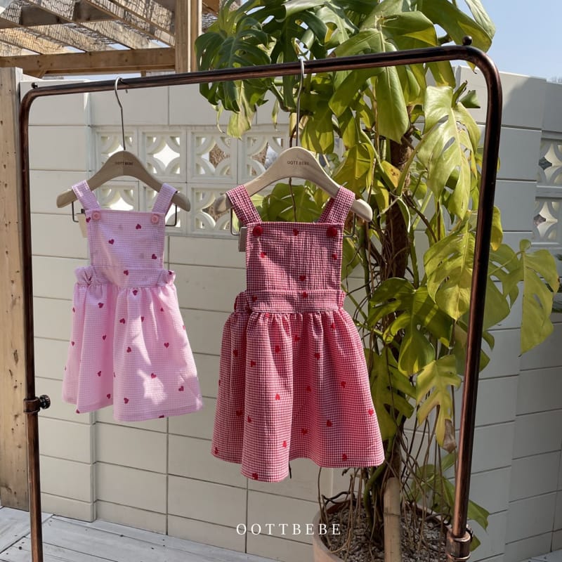 OOTT BEBE - Korean Children Fashion - #Kfashion4kids - Heart Dungarees One-piece - 5
