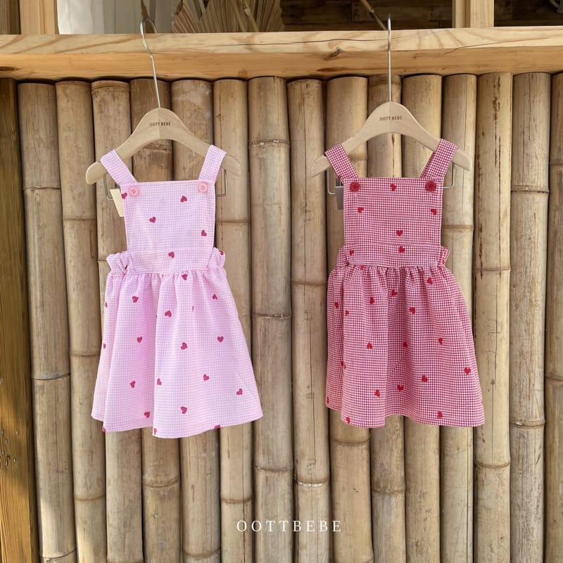 OOTT BEBE - Korean Children Fashion - #Kfashion4kids - Heart Dungarees One-piece - 7