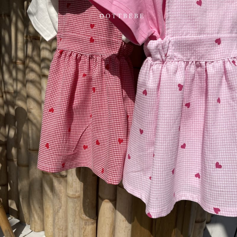 OOTT BEBE - Korean Children Fashion - #Kfashion4kids - Heart Dungarees One-piece - 9