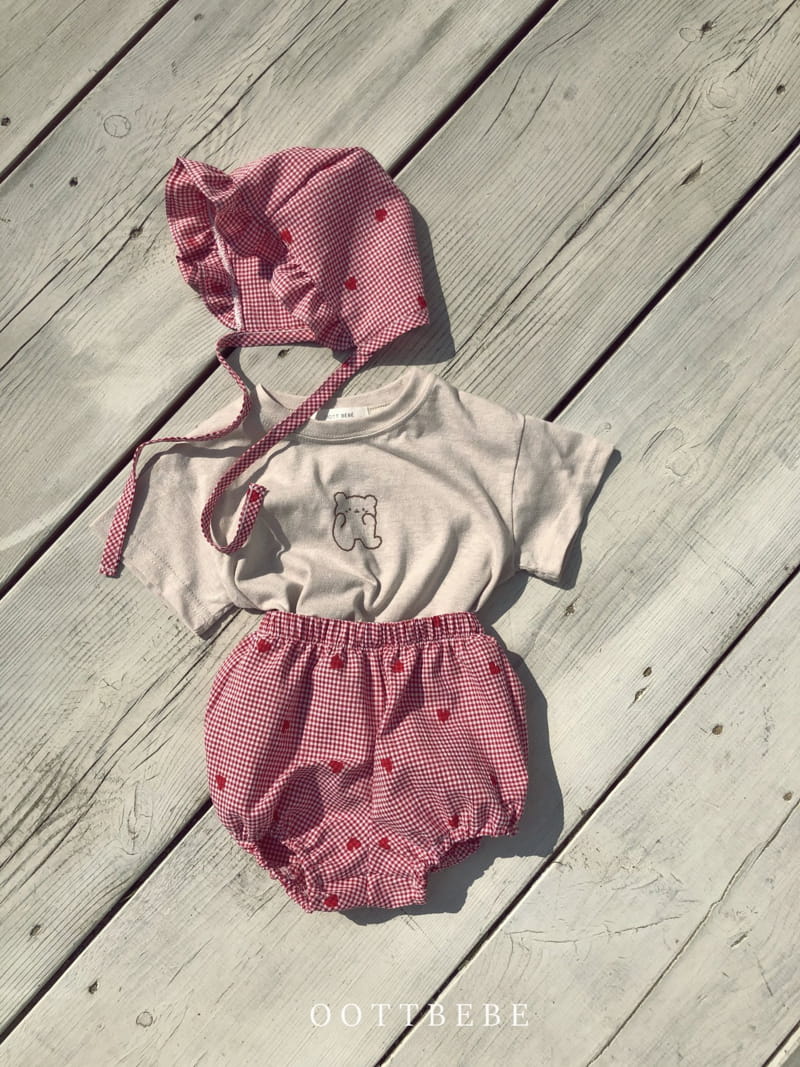 OOTT BEBE - Korean Children Fashion - #Kfashion4kids - Heart Bloomer Bonnet Set