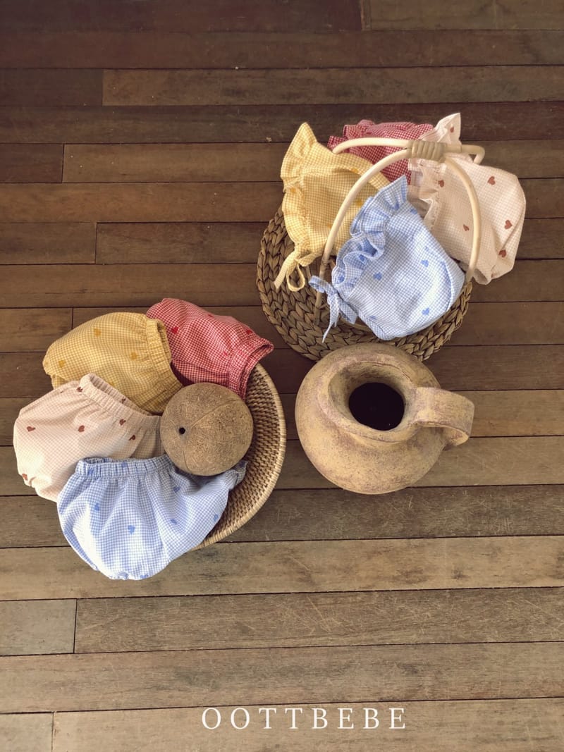 OOTT BEBE - Korean Children Fashion - #Kfashion4kids - Heart Bloomer Bonnet Set - 4
