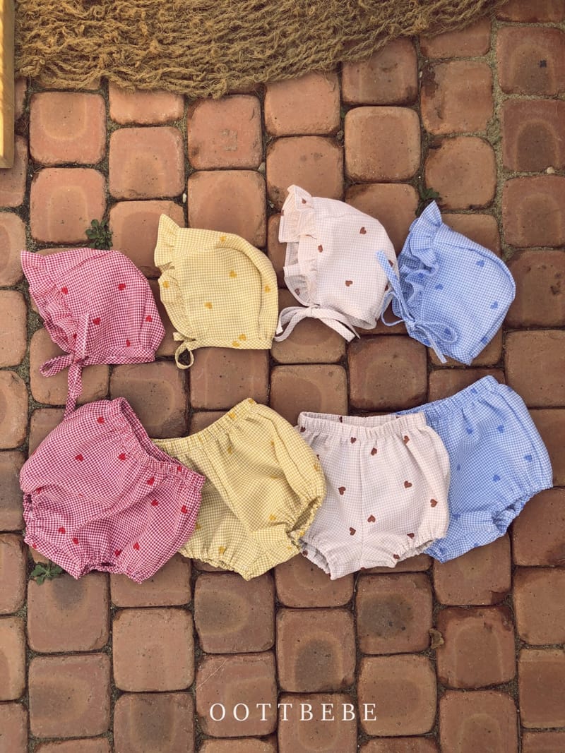 OOTT BEBE - Korean Children Fashion - #Kfashion4kids - Heart Bloomer Bonnet Set - 5