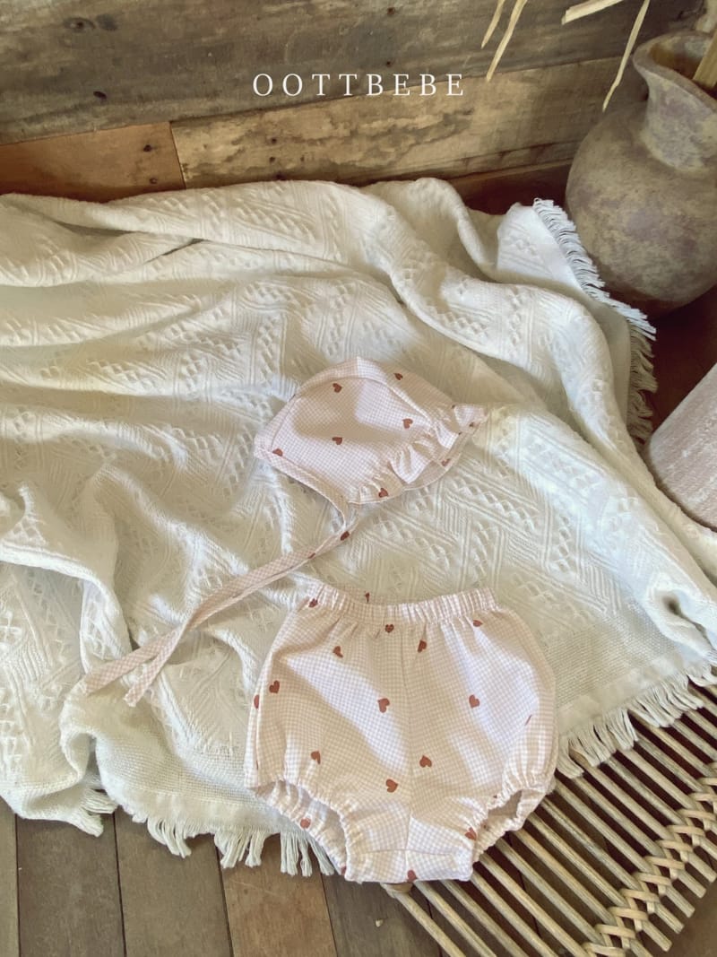 OOTT BEBE - Korean Children Fashion - #Kfashion4kids - Heart Bloomer Bonnet Set - 7