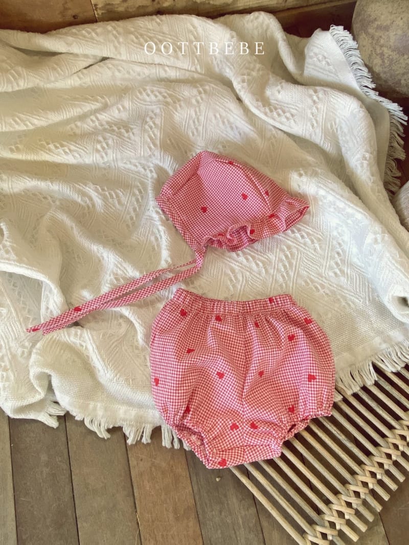 OOTT BEBE - Korean Children Fashion - #Kfashion4kids - Heart Bloomer Bonnet Set - 9