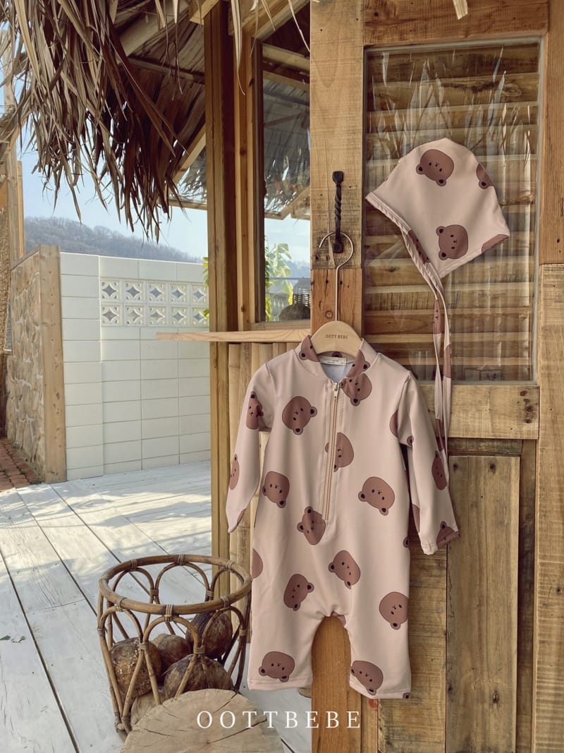 OOTT BEBE - Korean Children Fashion - #Kfashion4kids - Bear Rashguard Hat Set - 3