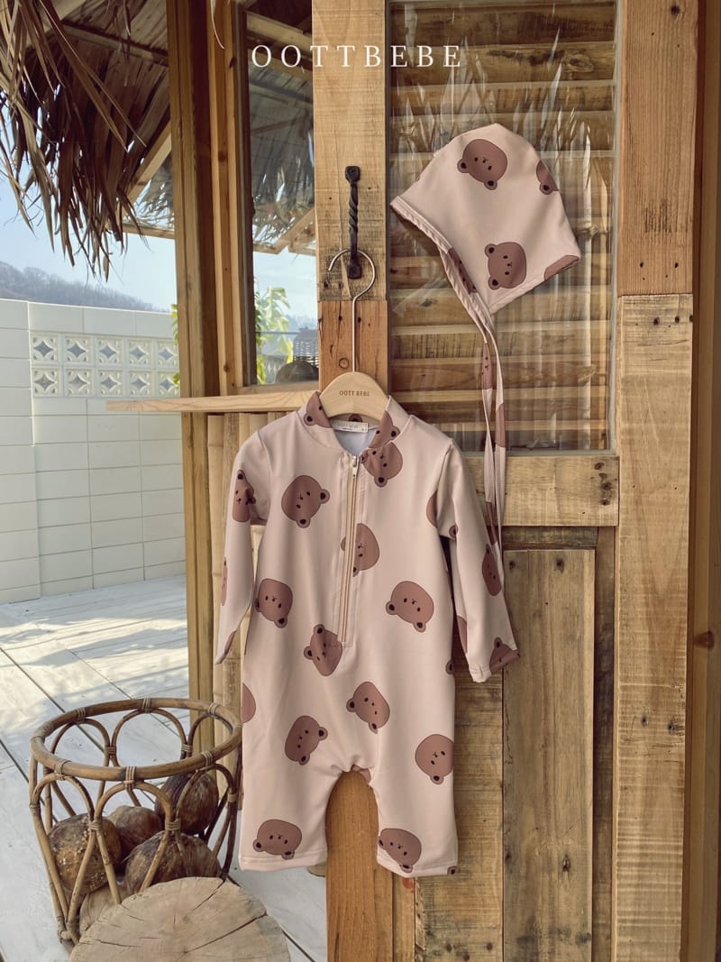 OOTT BEBE - Korean Children Fashion - #Kfashion4kids - Bear Rashguard Hat Set - 7