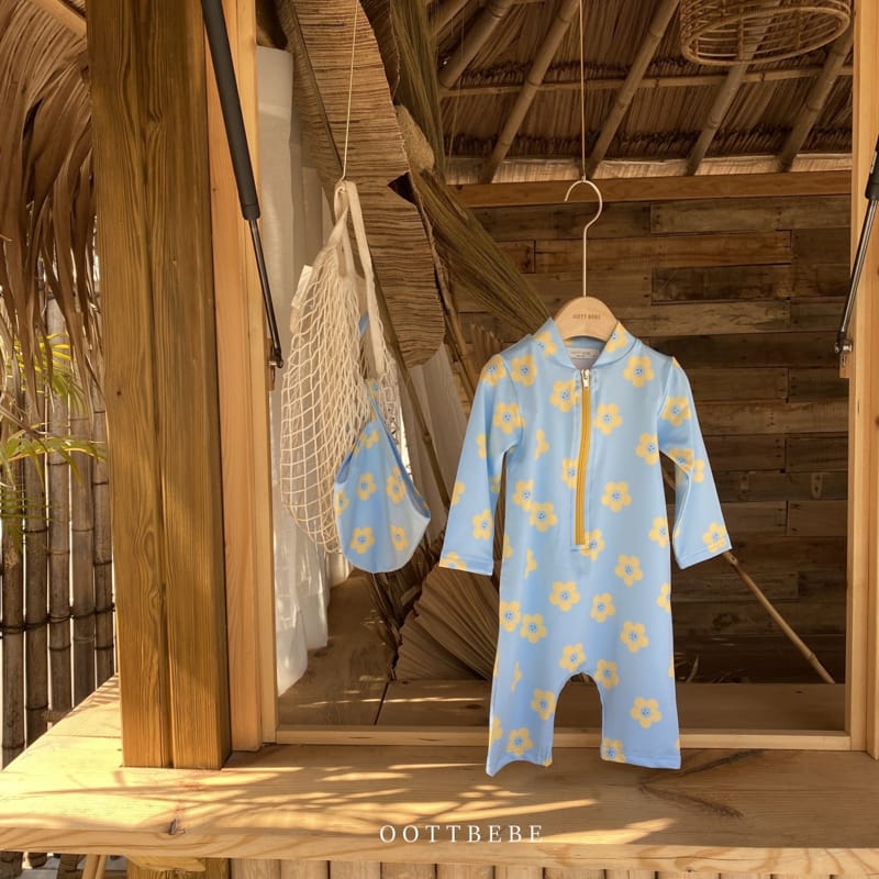 OOTT BEBE - Korean Children Fashion - #Kfashion4kids - Daisy Rashguard Hat Set