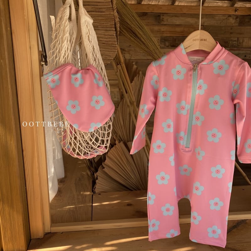 OOTT BEBE - Korean Children Fashion - #Kfashion4kids - Daisy Rashguard Hat Set - 10