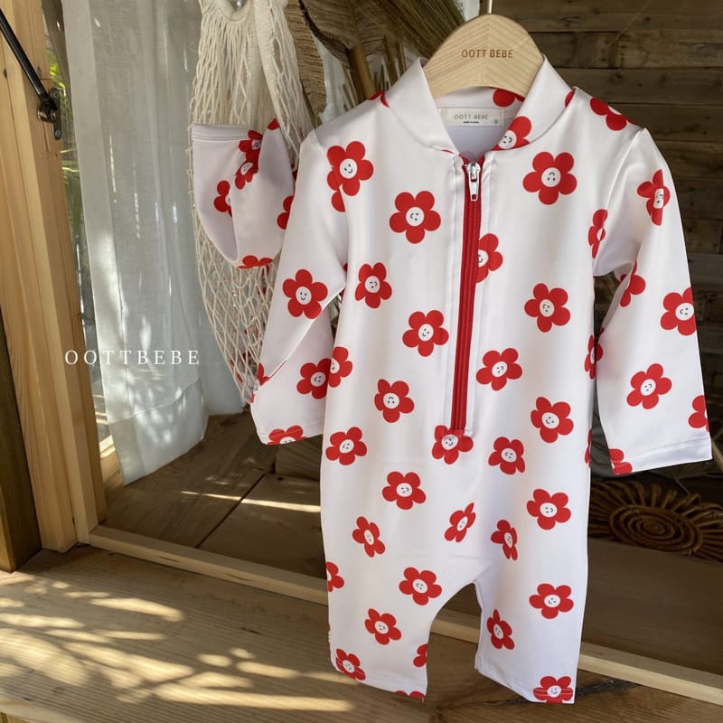 OOTT BEBE - Korean Children Fashion - #Kfashion4kids - Daisy Rashguard Hat Set - 9