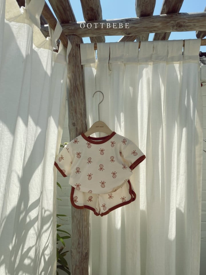 OOTT BEBE - Korean Children Fashion - #Kfashion4kids - Pineapple Top Bottom Set - 12