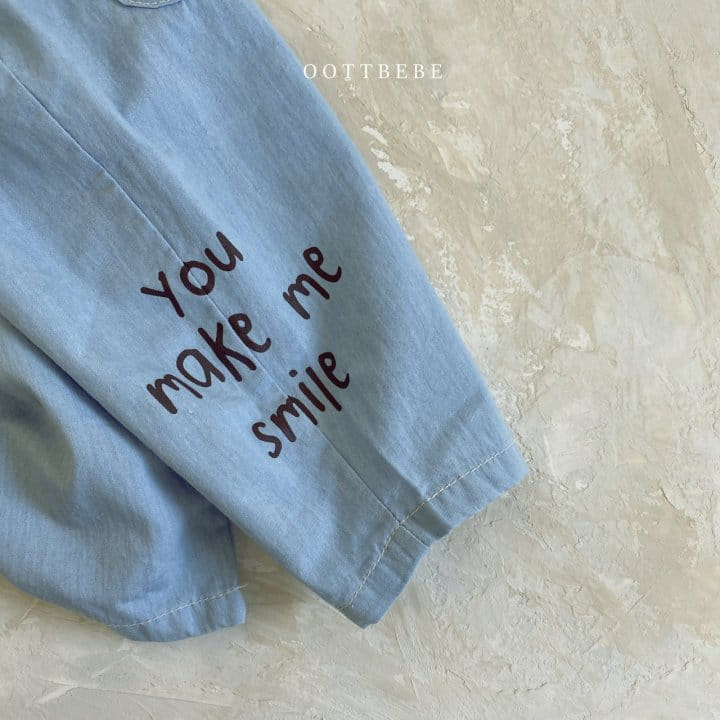 OOTT BEBE - Korean Children Fashion - #Kfashion4kids - Lettering Denim Pants - 5